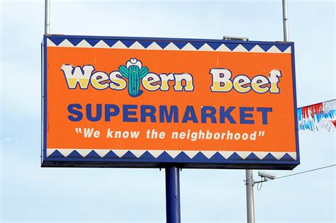 Western beef grocery store - This western beef is definitely a major super market .the store is pretty big .and it has a major meat department section .the meat section is a walk in .you have the butcher right there on site.and you have the frozen foods in different little sections in the frozen food walk in section. I have been shopping here for years.